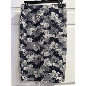 Philosophy Republic Clothing Navy White Floral‎ Lace Pencil Skirt Size 2